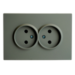 Розетка 2-местная с защитной шторкой, STEKKER, б/з, 250В, 16А, серия Эмили, RST16-5116-10 , платиново-серый, soft touch 49955