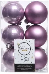 Набор пластиковых шаров Дивный 60 мм, сиреневый, 12 шт, Kaemingk (021993)