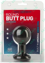 Круглая черная пробка для анальной стимуляции ROUND MEDIUM