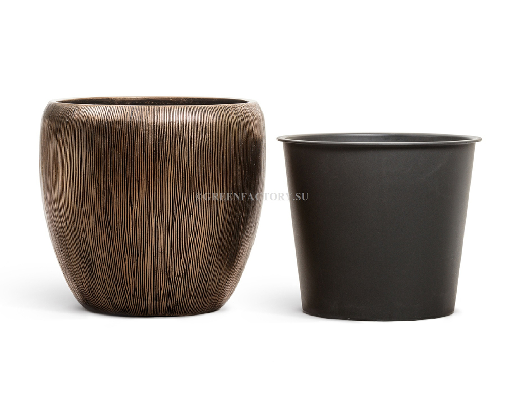 Кашпо TREEZ Effectory - серия Wow - Конус-Чаша - Тёмное матовое золото