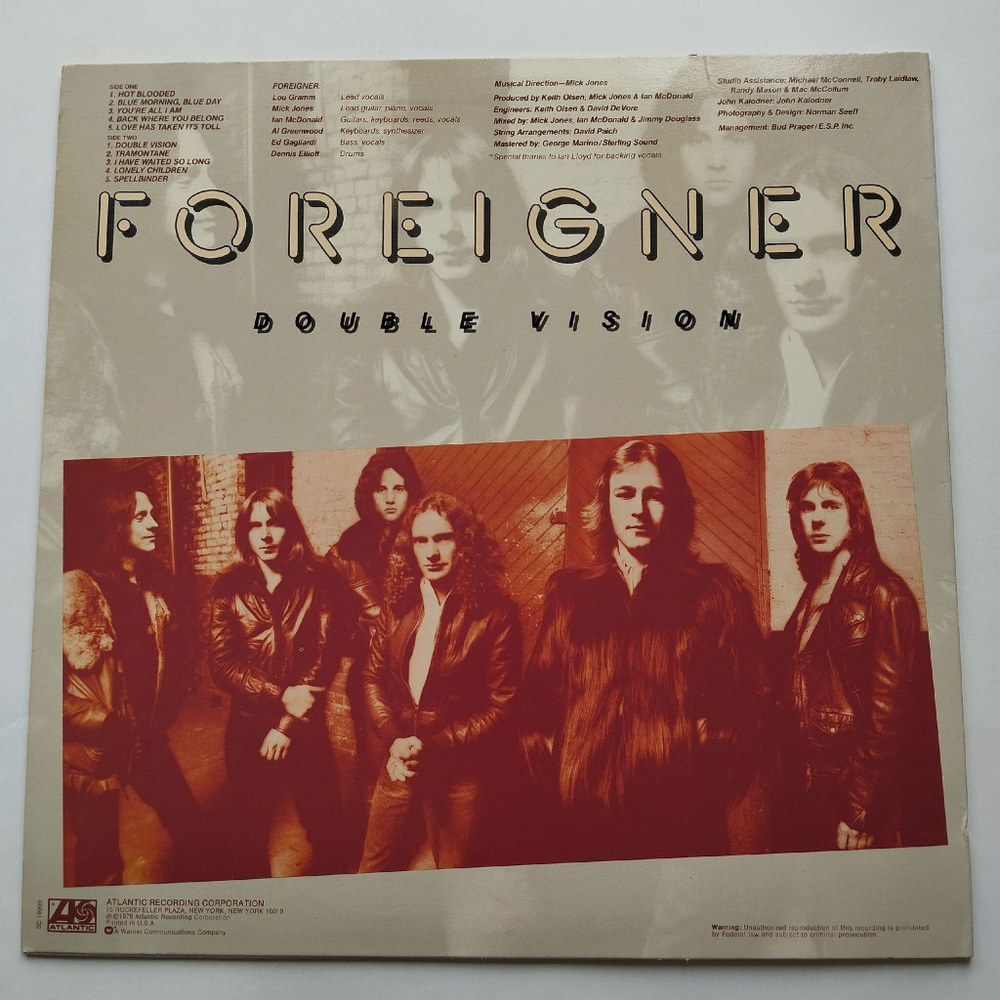 Винтажная виниловая пластинка LP Foreigner Double Vision (USA 1978) I Have Waited So Long