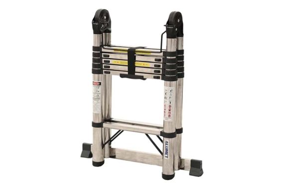 Лестница Алюмет 1,9*6 стальная телескопическая двухсторонняя с шарниром