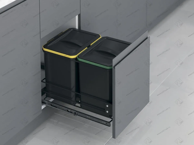 S-2582-A Мусорное ведро Starax 16+16л. шир. 400, с фас.крепл (340x485x385)&lt;1&gt; Антрацит