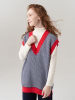 Жилетка для девочки в ушколу AT953 синий-коралловый