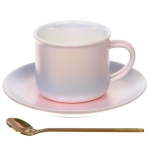 Чайная пара «Северное сияние» (кружка 230мл, блюдце, ложка) розовый