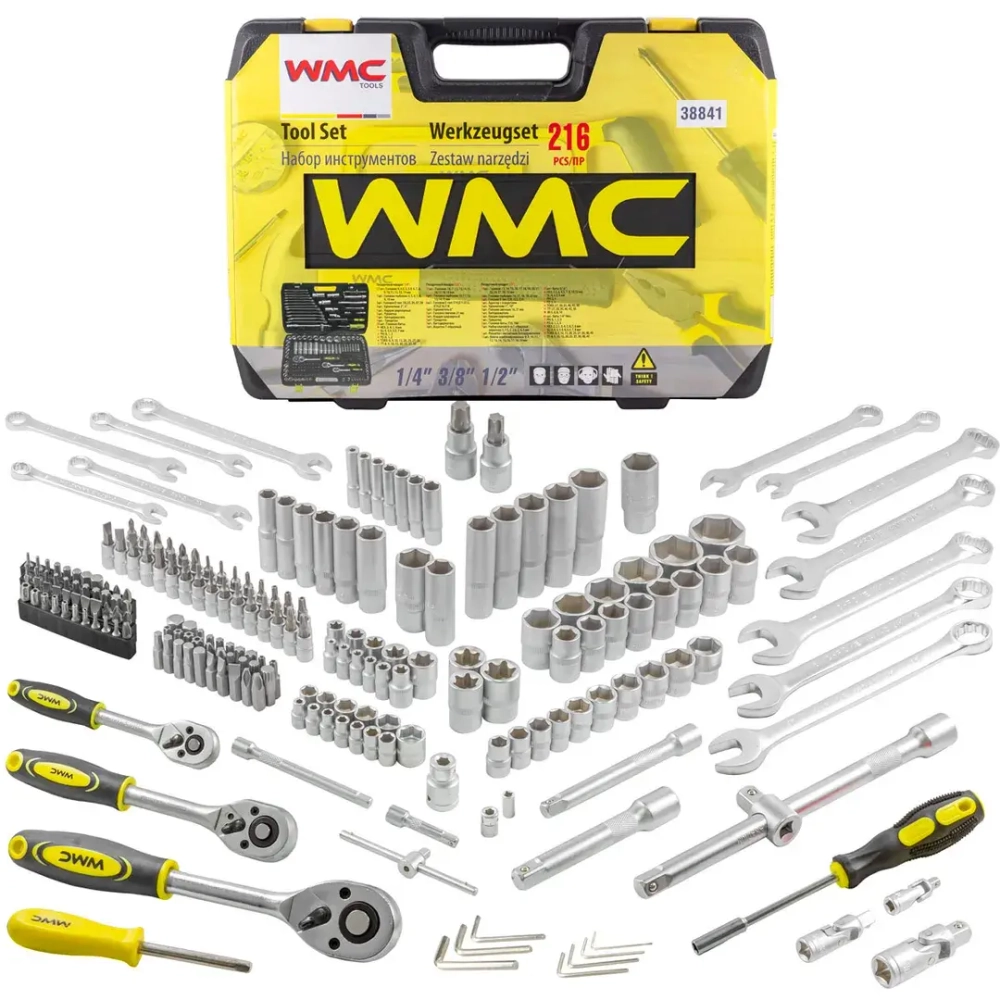 Набор инструментов 216пр. 1/4''3/8''1/2''(6гр.)(4-32мм) WMC TOOLS WMC-38841