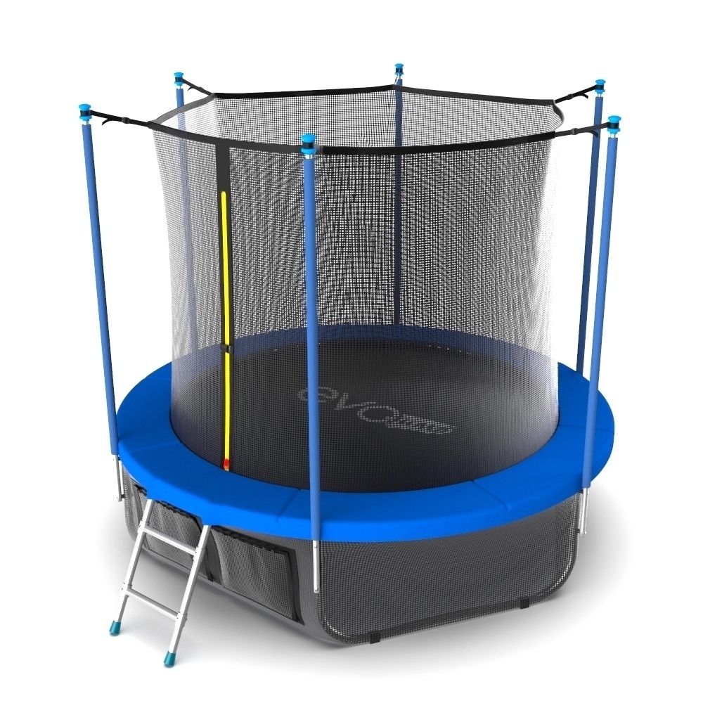 EVO JUMP Internal 10ft (Sky). Батут с внутренней сеткой и лестницей, диаметр 10ft (синий) + нижняя сеть