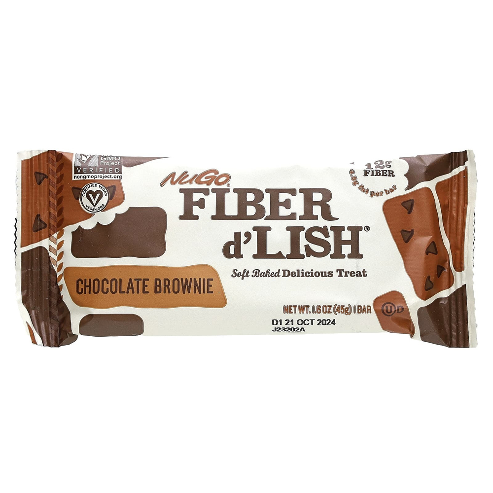 NuGo Nutrition, Fiber d'Lish, шоколадный брауни, 16 батончиков по 45 г (1,6 унции)