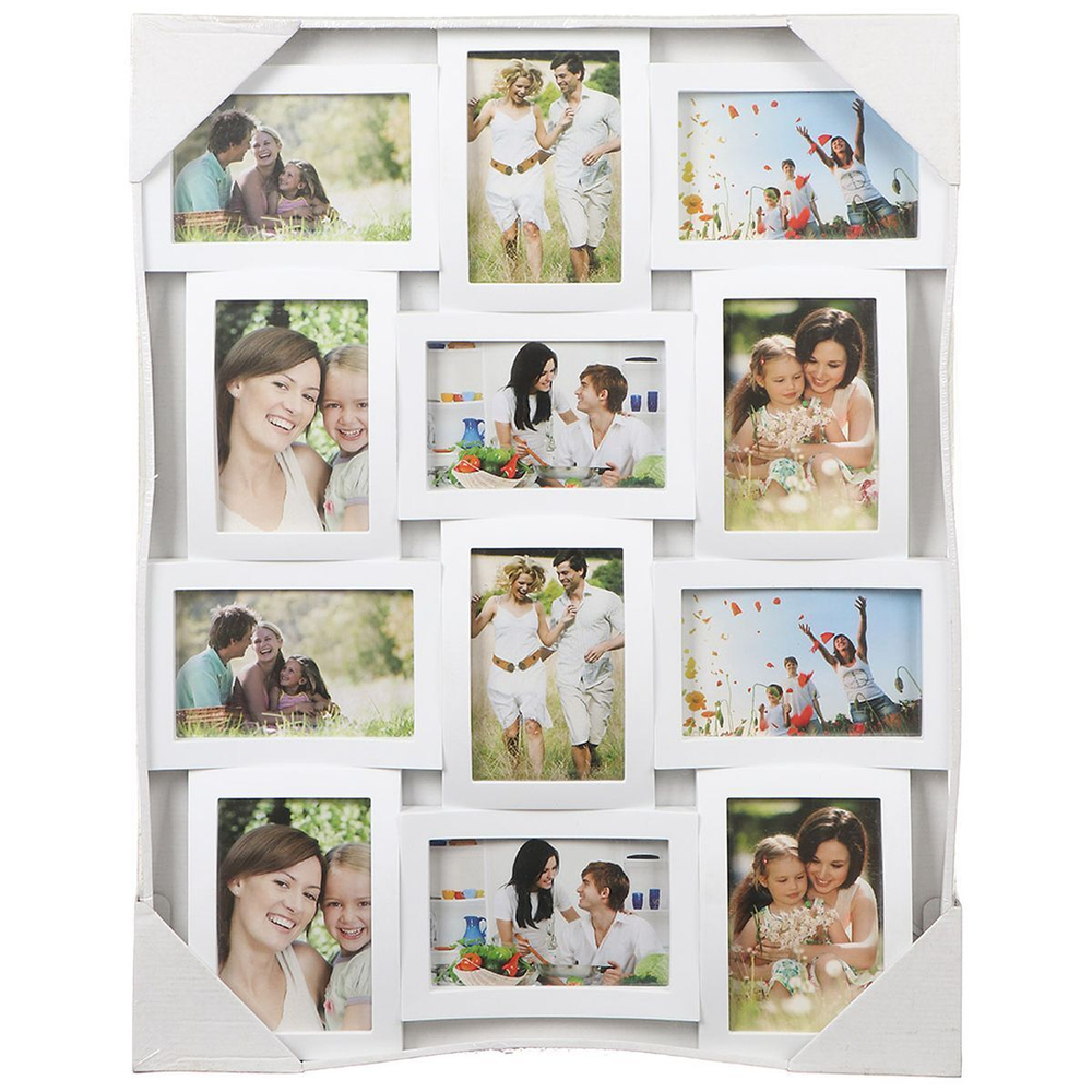 Фоторамка-коллаж на 12 фото, 47х62 см, бел, Изгибы