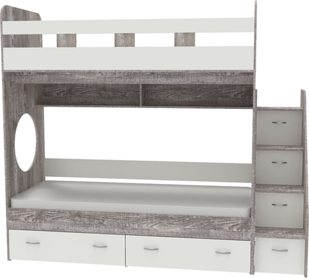 Двухъярусная кровать КарИВи Юниор 1 80x160 Бетон Белый