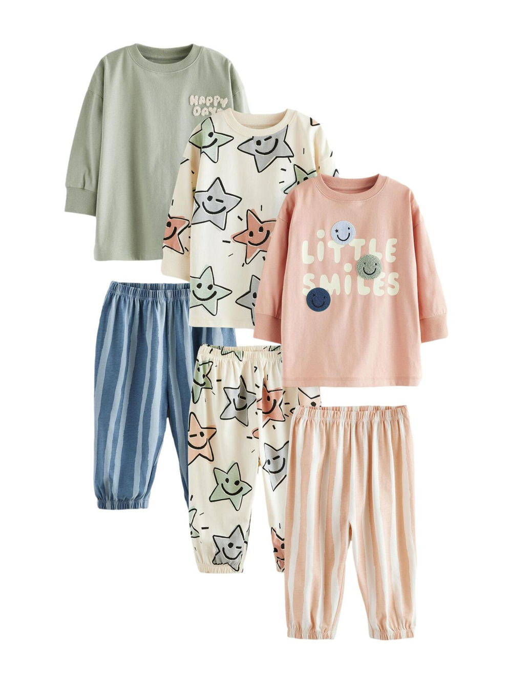 Пижама для мальчика Next B80-599, 3 шт., Молочный, Синий, Бежевый