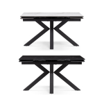 Керамический стол Woodville Бронхольм 140(200)х80х77 белый мрамор, черный, ножки черные