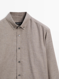 Massimo Dutti Меланжевая рубашка классического кроя, норка