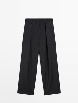 Massimo Dutti Брюки прямого кроя в тонкую полоску, темно-синий