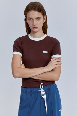 Футболка из хлопковой рибаны с контрастной отделкой