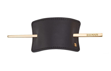 Balmain Hair Couture Заколка из черной кожи Hair Barrette Leather Black