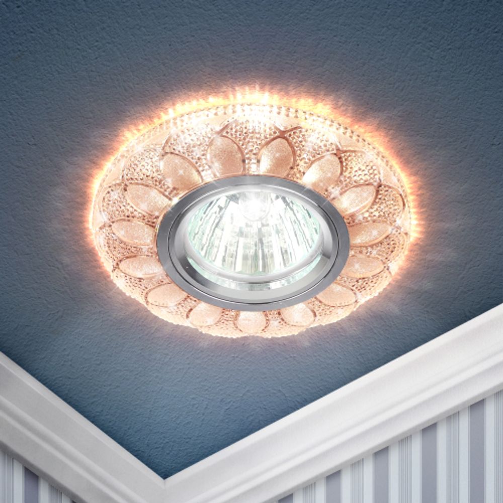 Светильник встраиваемый cо светодиодной подсветкой ЭРА DK LD5 PK/WH под лампу MR16 GU5.3 розовый | Встраиваемые LED светильники