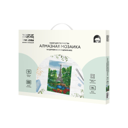 Алмазная мозаика "Лето в Париже", 30*40см, холст на деревянном подрамнике, картонная коробка с пластиковой ручкой, ТРИ СОВЫ