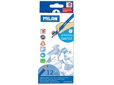 Карандаши цвет. 12цв  Milan 235  Rubber Touch, трехгр., карт.уп.