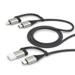 Дата-кабель 4 в 1: Lightning, USB-C - USB-C, USB-A, 1.2м, 3А, черный