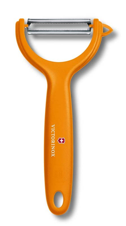 Фото нож для чистки томатов и киви VICTORINOX двустороннее зубчатое лезвие из нержавеющей стали оранжевая пластиковая рукоять с гарантией