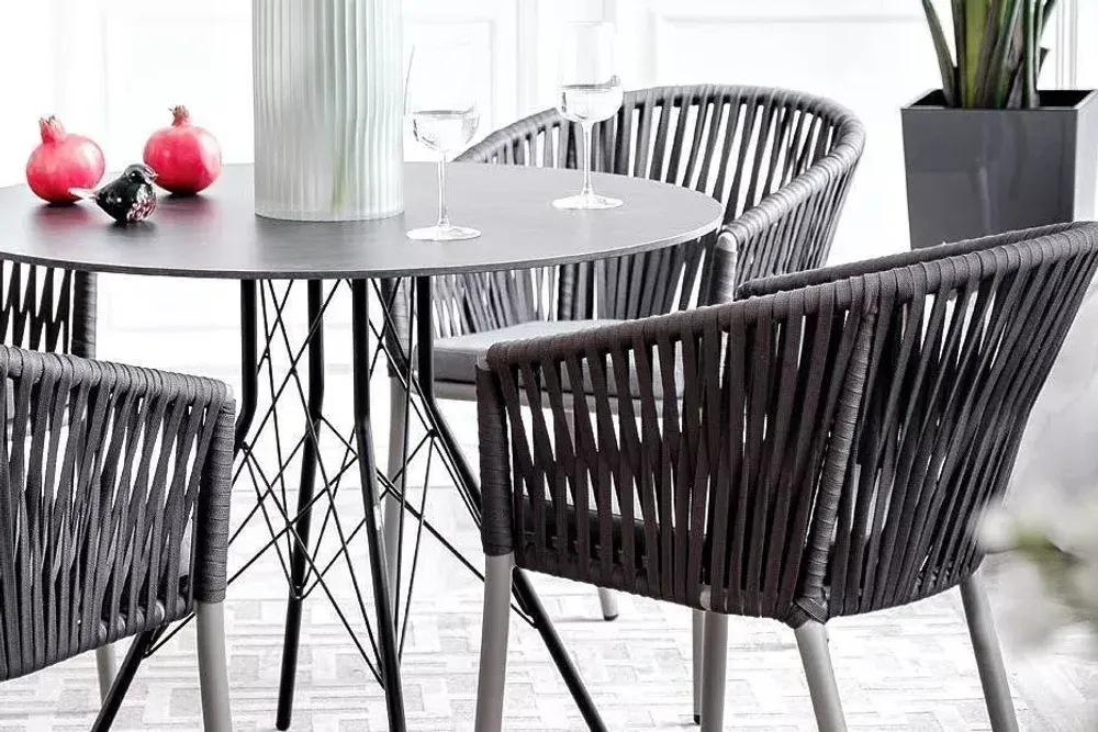 "Конте" интерьерный стол из HPL круглый Ø90см, цвет "серый гранит"