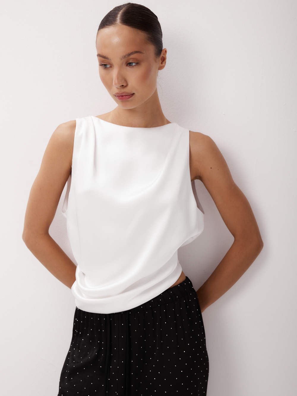 Топ блуза вечерний атласный с открытой спиной