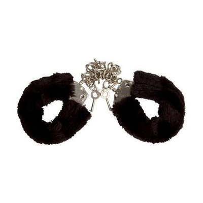 Меховые черные наручники VARIATIONS (Цвет: черный)