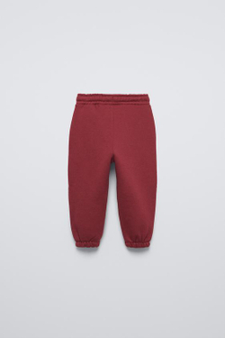 ZARA БРЮКИ-ДЖОГГЕРЫ С ВЫШИВКОЙ, ГРАНАТОВЫЙ