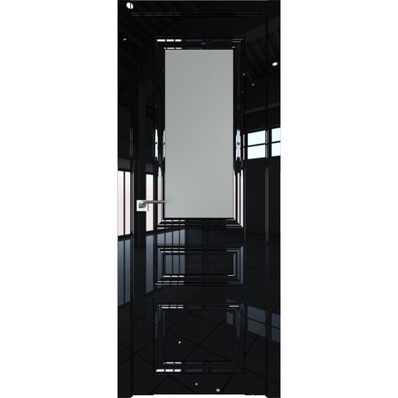 Межкомнатная дверь глянцевая Profil Doors 125L чёрный люкс остеклённая