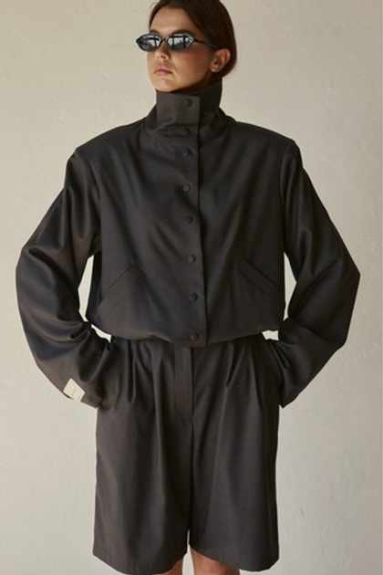 Жакет со стойкой (серый)