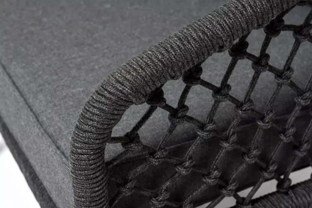 "Канны" лаунж-зона 4-местная из роупа узелкового плетения, каркас алюминий, роуп темно-серый