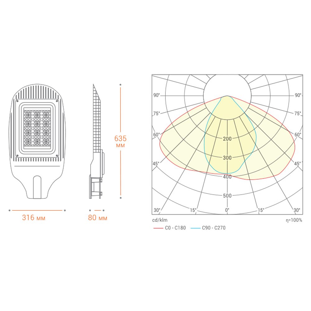Уличный светильник WOLTA STL_150W01 150Вт 4000К IP65