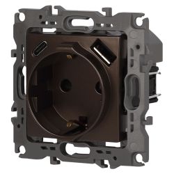 Розетка ЭРА Серия 12 12-4108-13 2P+E 16A-250В со шторками с USB type-A+C 5В-3А бронза