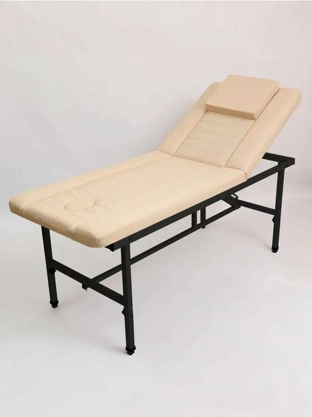 Массажный стол стационарный с прошивкой Massagecomplekt, с регулировкой высоты и вырезом для лица, 190*70, черный