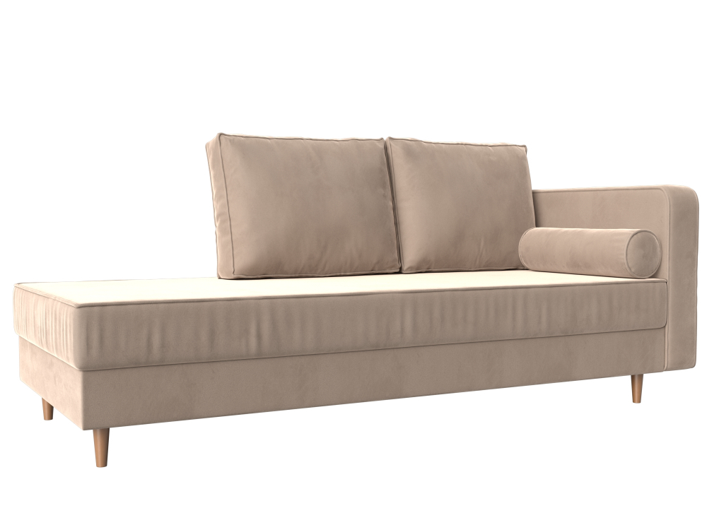 Кушетка Прайм правая, Бежевый, Велюр, 100873