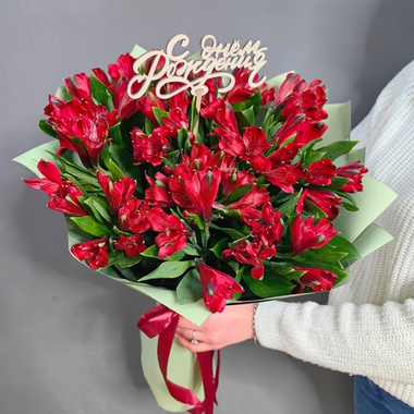 Букет из 11 красных альстромерий
