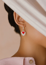 Серьги-трансформеры  «Хати» с алой ювелирной эмалью