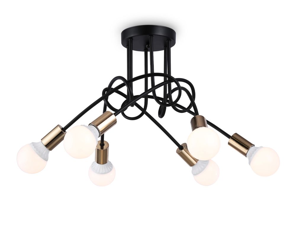 Потолочный светильник в стиле лофт TR80419/5 BK/GD черный/золото E27/5 max 60W D690*370
