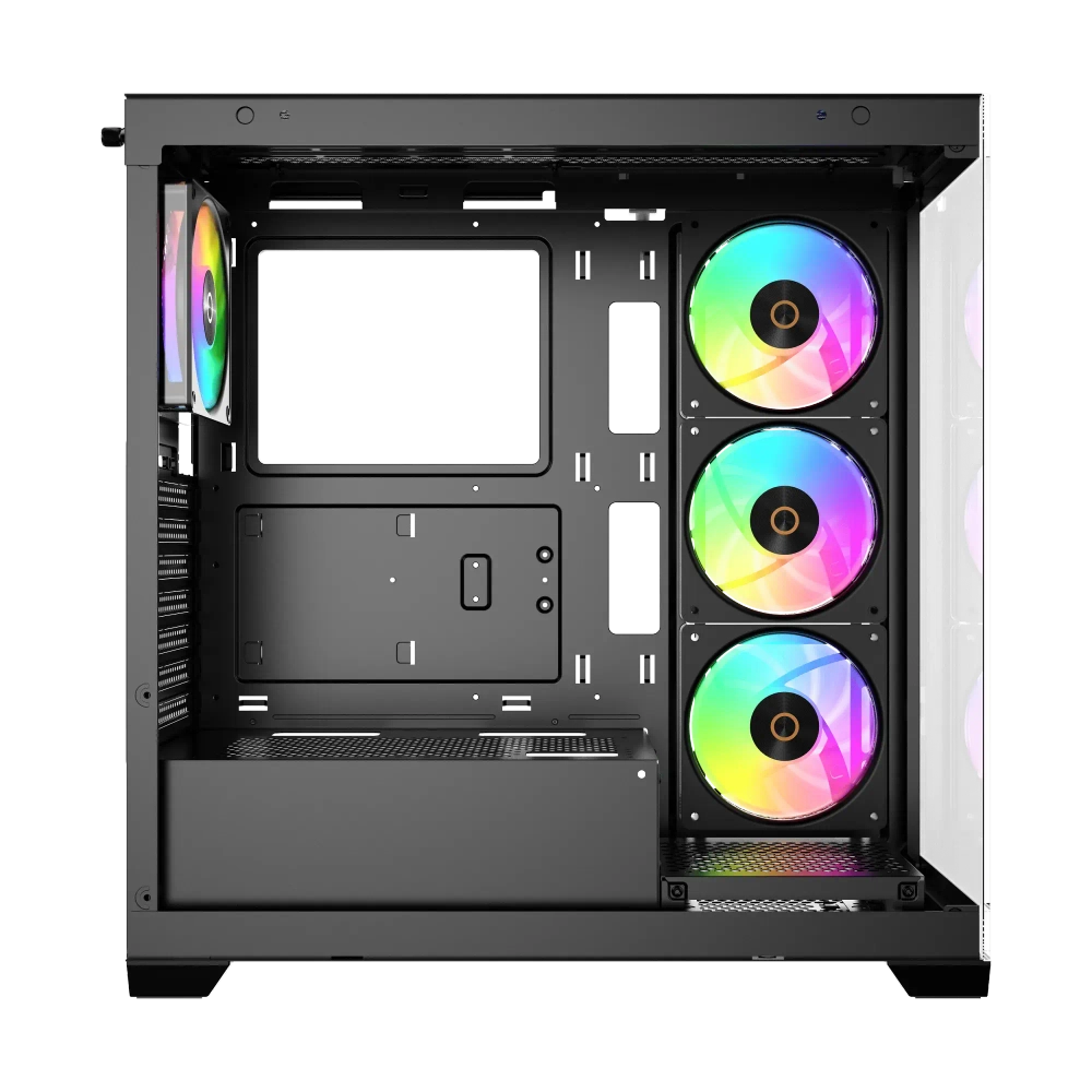 Корпус Ocypus Gamma C72 BK ARGB ATX/mATX/ITX 3xUSB, предустановленно 4х120мм вентилятора ARGB PWM, Черный, Gamma-C72-BKD400XX-GL