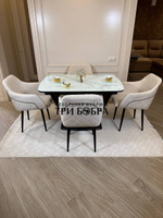 Кухонный раскладной стол "Прадо" белый мрамор и 4 стула ШЕЛЛ