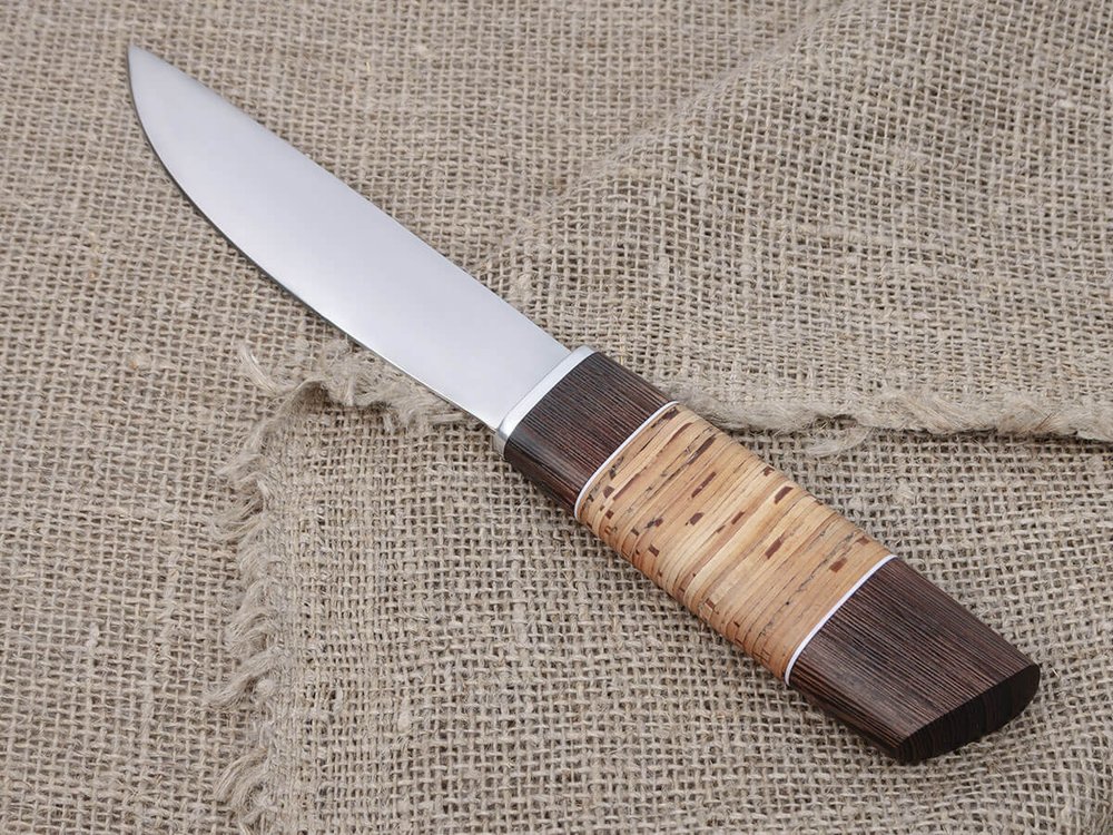 Якутский нож, сталь Х12МФ, рукоять наборная береста/венге, кованый дол