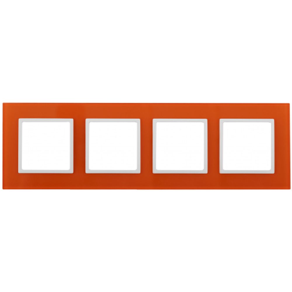 14-5104-22 ЭРА Рамка на 4 поста, стекло, Эра Elegance, оранжевый+бел | Elegance Оранжевый + Белый
