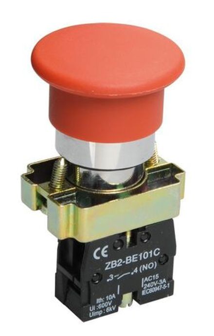 Кнопка управления "Грибок" LAY5-BC41 1НО без подсветки красн. KARAT IEK BBG70-BC-K04