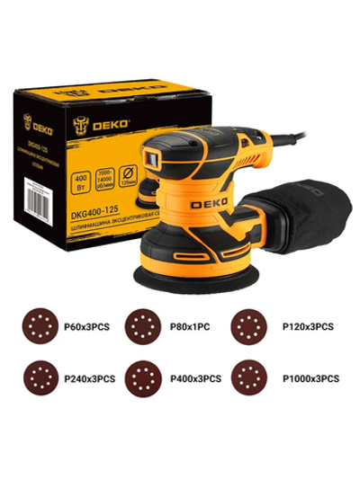 Шлифовальная машина эксцентриковая сетевая DEKO DKG400-125