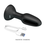 Черная анальная пробка с функцией фингеринга Hubert - 13,9 см.