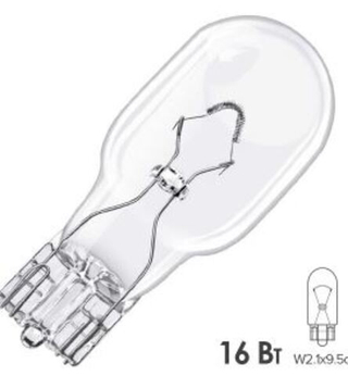 Автолампа  W 12-W16W (без цок) японские авто (груша) (W2.x9.5d) PHILIPS (бл2шт)#12067B2 ORIGINAL