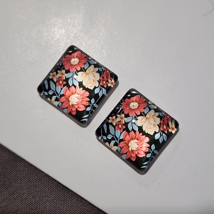 Принт, 12мм, квадрат, стеклянный кабошон