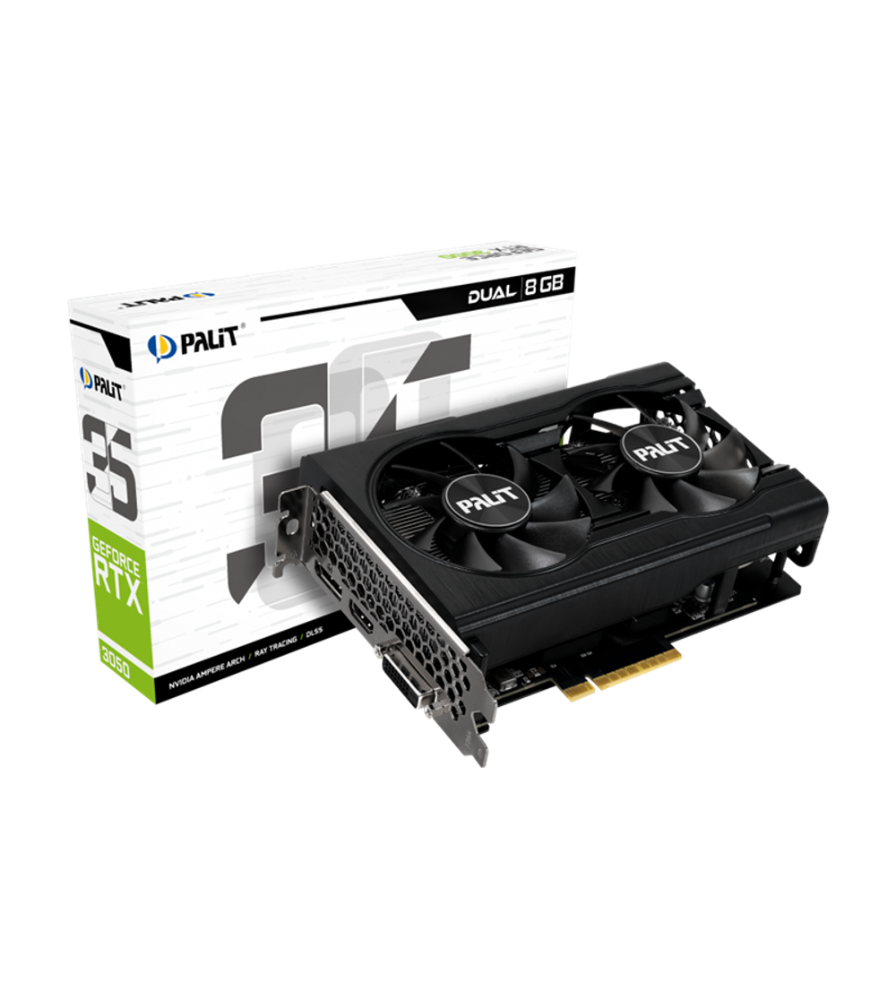 Видеокарта PALIT NE63050018P1-1070D RTX3050 DUAL 8GB GDDR6 128bit DVI HDMI DP