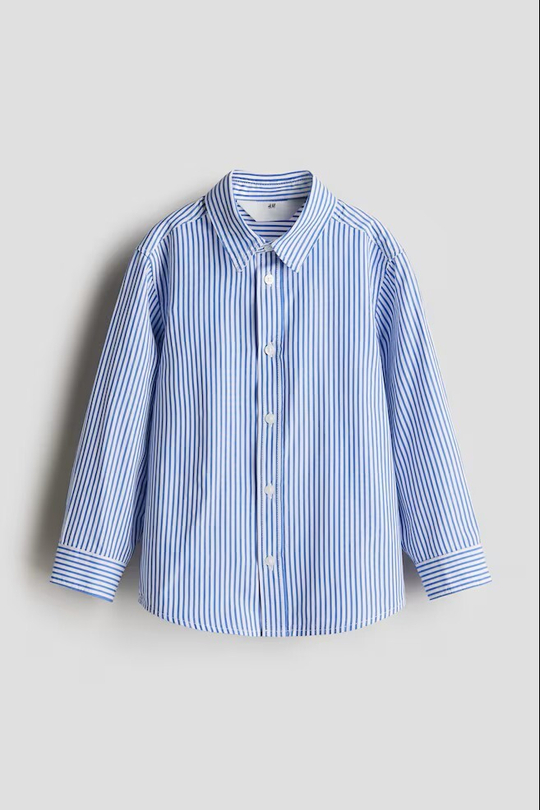 H&M Хлопковая рубашка с длинным рукавом, синий